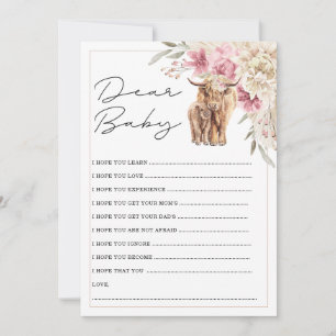 Hochlandkuh Pink Floral Baby Duschkarte Einladung