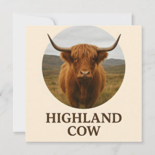 Hochlandkuh-Porträtposter mit "Highland Cow" Feiertagskarte