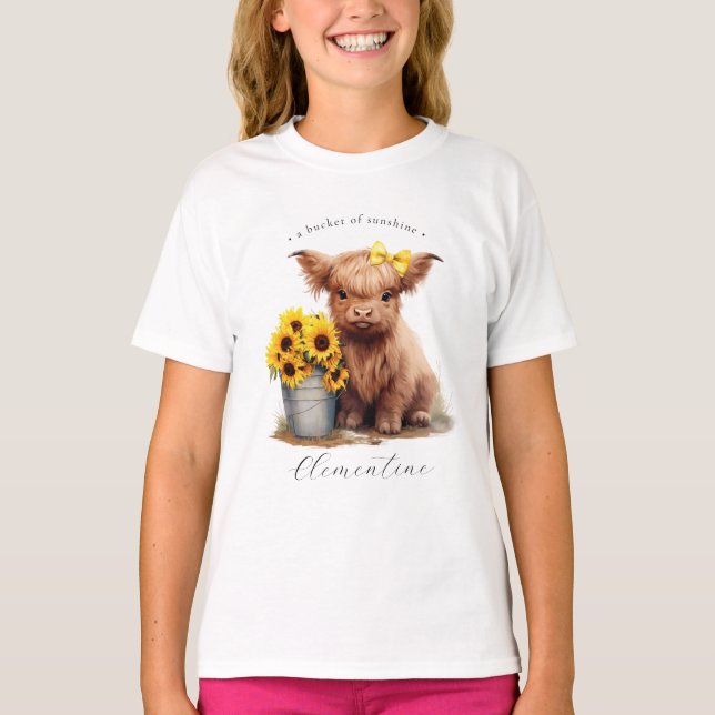 Hochlandkuh-Sonnenblumen-Eckelmäuse T-Shirt (Vorderseite)