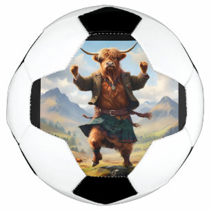 Hochlandkuh tanzt das Hochland Fling, Fußball