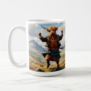Hochlandkuh tanzt das Hochland Fling, Kaffeetasse