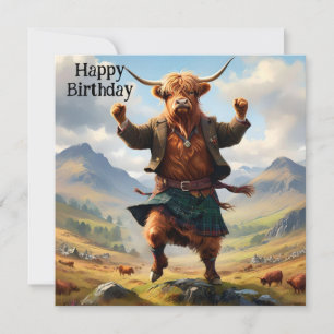 Hochlandkuh tanzt das Hochland, Geburtstag Karte