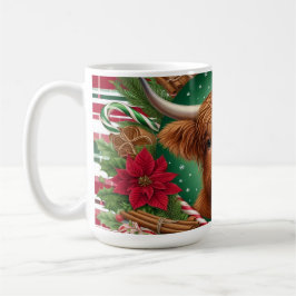 Hochlandkuh umgeben von weihnachtlichen Blume Kaffeetasse
