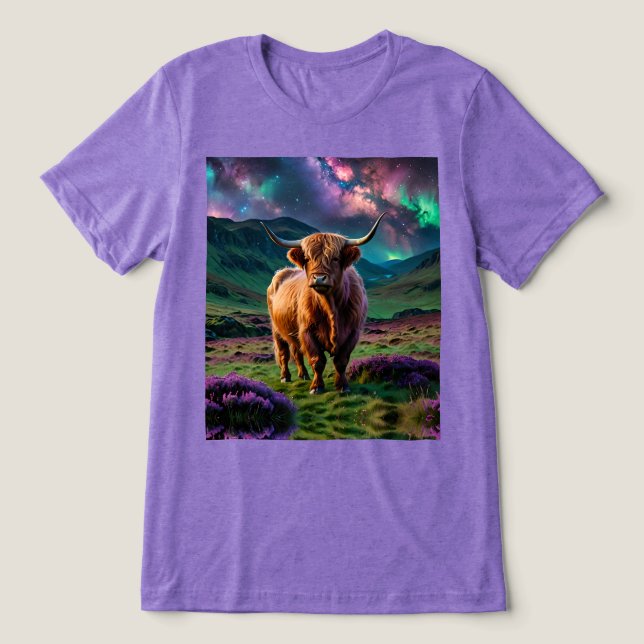 Hochlandkuh unter den Sternen Tri-Blend Shirt (Design Vorderseite)