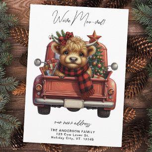 Hochlandkuh Vintager roter Lkw Weihnachtsverkehr Ankündigung