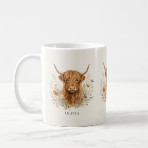 Hochlandkuh Wasserfarben Personalisiert Kaffeetasse