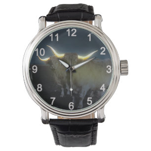 Hochlandkühe leuchten im Dunkeln, Mens-Armbanduhr Armbanduhr