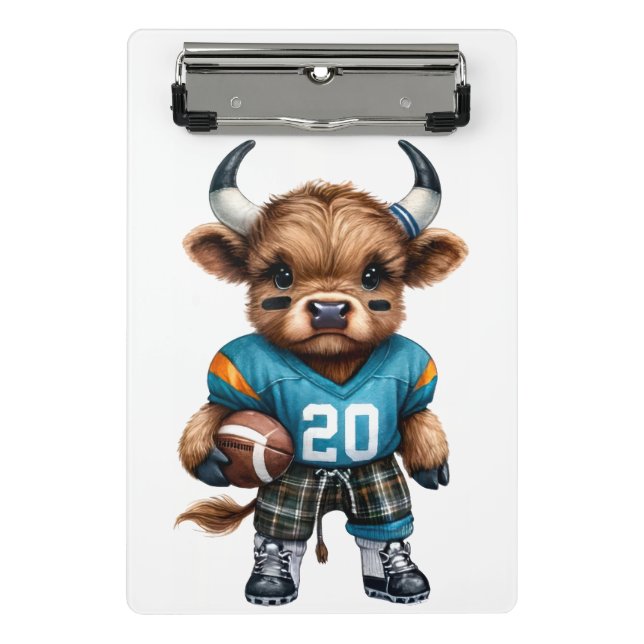 Hochlandkühe und Football Mini Klemmbrett (Vorderseite)