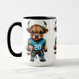 Hochlandkühe und Football Tasse