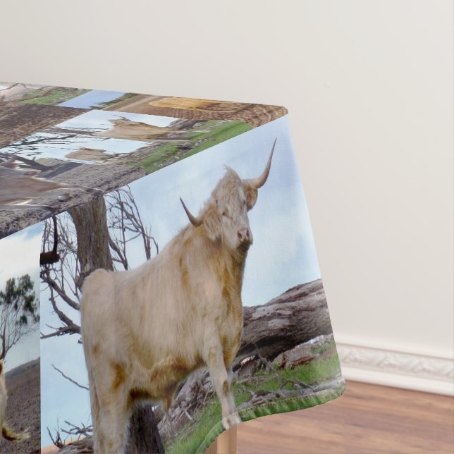 Hochlandkuhfoto Collage, Tablecloth Tischdecke (Beispiel)