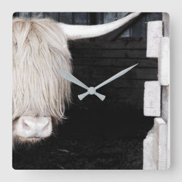 Hochlandkuhhakenuhr, 10,75" quadratisch quadratische wanduhr