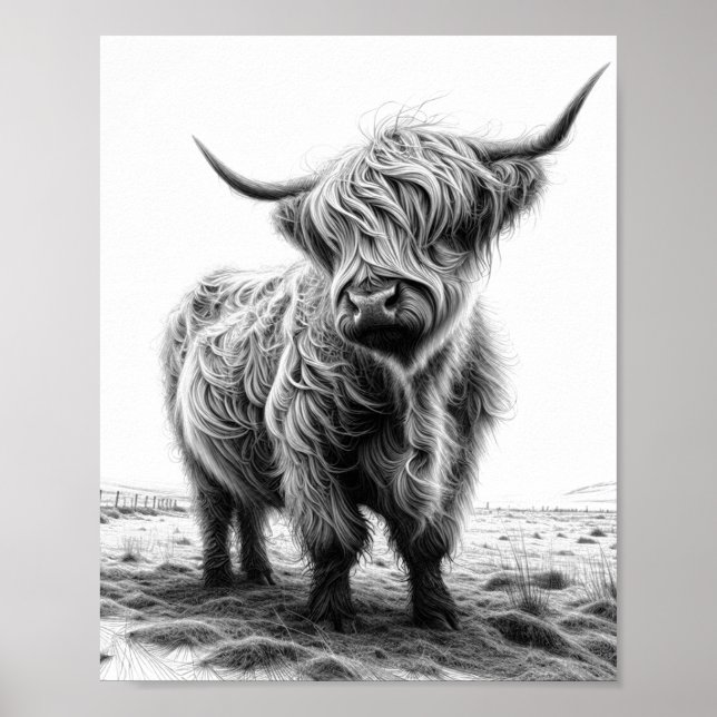Hochlandkuhkunstdruck, Dekoration der Kuhwand im H (Vorne)