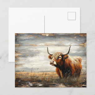 Hochlandkuhportrait auf Wetterwald Postkarte