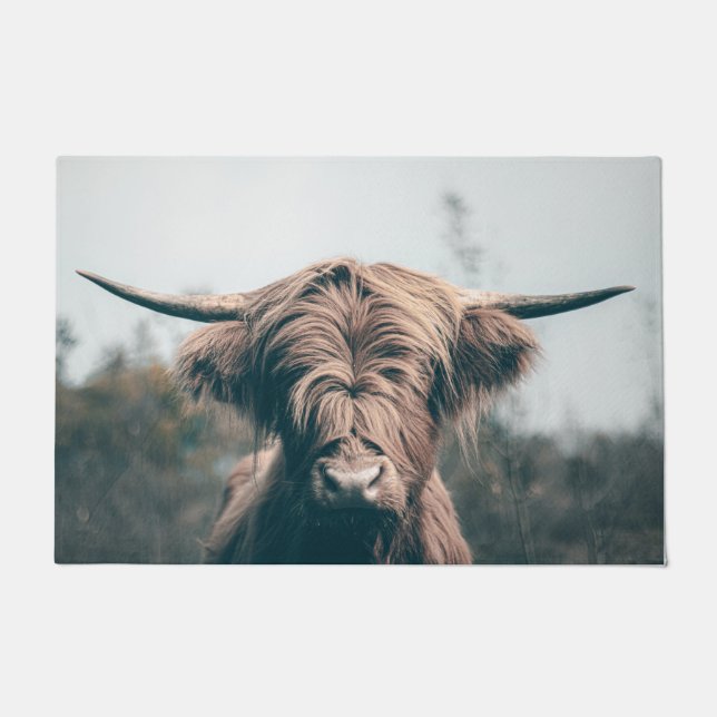 Hochlandkuhportrait Fußmatte (Vorderseite)