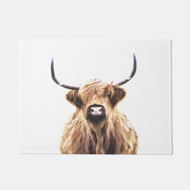 Hochlandkuhschottisches Tierporträt Fußmatte (Vorderseite)
