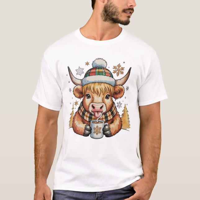 Hochlandkuhweihnachtsflair Cosy Niedlich Gold Xmas T-Shirt (Vorderseite)