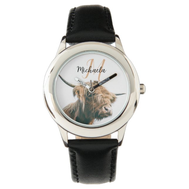Hochlandportrait individuelle Name Armbanduhr (Vorderseite)