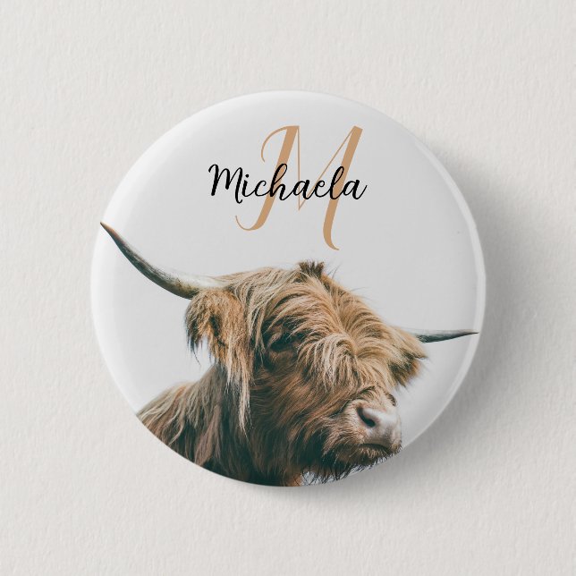 Hochlandportrait individuelle Name Button (Vorderseite)