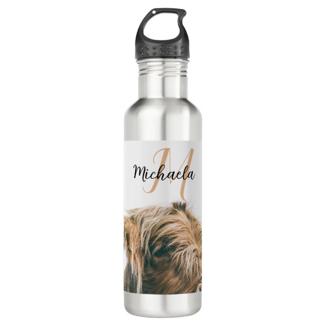 Hochlandportrait individuelle Name Edelstahlflasche (Vorderseite)