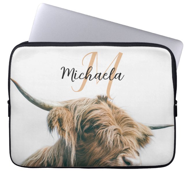 Hochlandportrait individuelle Name Laptopschutzhülle (Vorderseite)