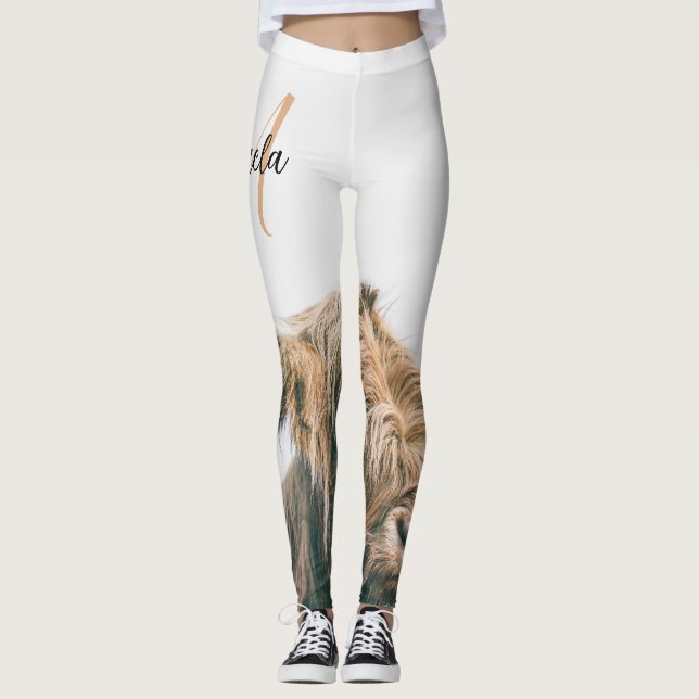 Hochlandportrait individuelle Name Leggings (Vorderseite)