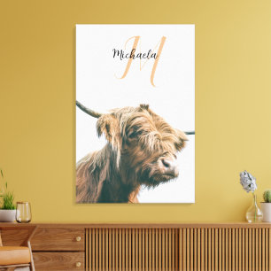 Hochlandportrait individuelle Name Leinwanddruck