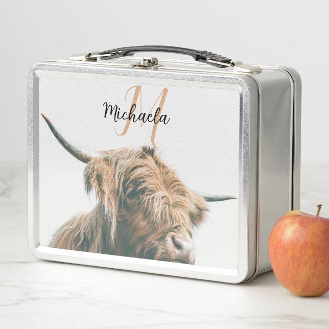 Hochlandportrait individuelle Name Metall Brotdose (Beispiel)