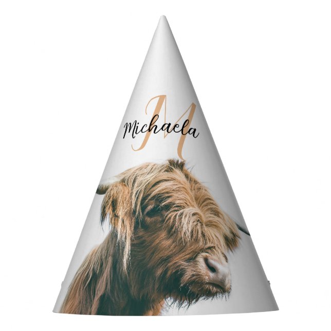Hochlandportrait individuelle Name Partyhütchen (Vorderseite)
