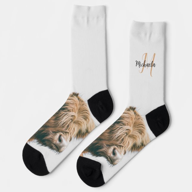 Hochlandportrait individuelle Name Socken (Linkes Detail)