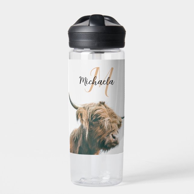 Hochlandportrait individuelle Name Trinkflasche (Vorderseite)
