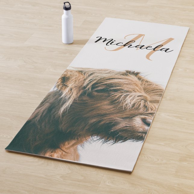 Hochlandportrait individuelle Name Yogamatte (Beispiel)