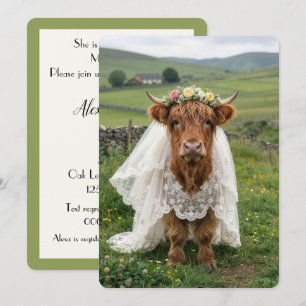 Hochlandrind-Braut Hochzeit Hochzeitsdusche Einladung
