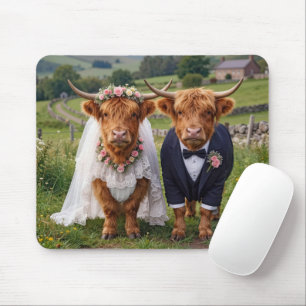 Hochlandrinderhochzeit auf einer Weide Mousepad