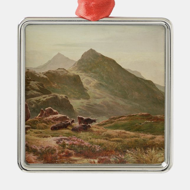 Hochlandszene Silbernes Ornament (Vorne)
