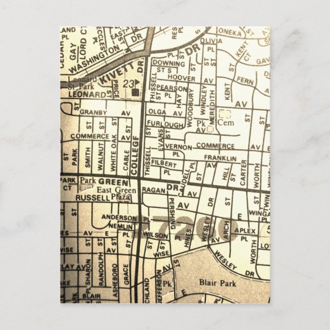 Hochpunkt, NC Vintage Karte (Vorderseite)