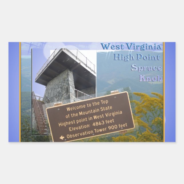 HOCHPUNKT WESTWESTVIRGINIEN - KNOB RECHTECKIGER AUFKLEBER (Vorderseite)