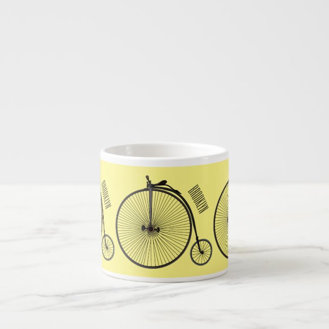 Hochrad Fahrrad Cartoon-Illustration Espressotasse (Vorderseite)
