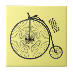 Hochrad Fahrrad Cartoon-Illustration Fliese