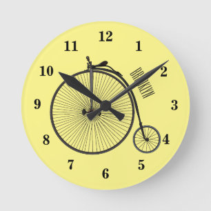 Hochrad Fahrrad Cartoon-Illustration Runde Wanduhr