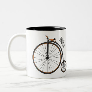 Hochrad Fahrrad Cartoon-Illustration Zweifarbige Tasse