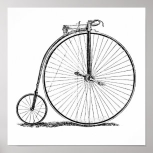 Hochrädriges Fahrrad Penny Farthing Poster