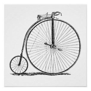 Hochrädriges Fahrrad Penny Farthing Poster
