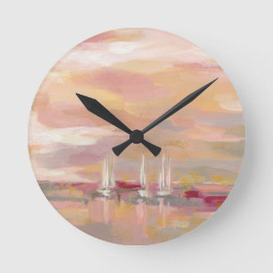 Hochrot-Wellen Runde Wanduhr