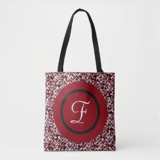 Hochrotes u. weißes abstraktes Blumenmattmonogramm Tasche