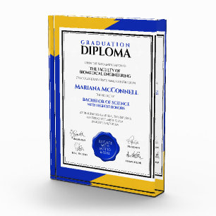 Hochschuldiplom der Blue Gold School Uni Fotoblock