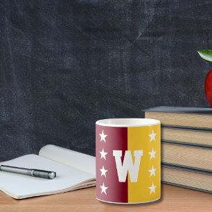 Hochschulfarben Burgundrot und Gold Monogramm Kaffeetasse