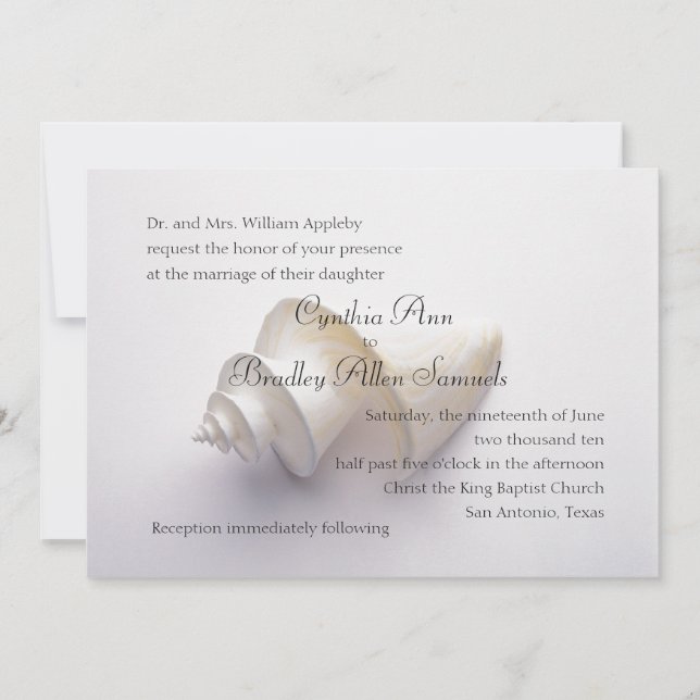 Hochsee-Muschel im Sand Einladung (Vorderseite)