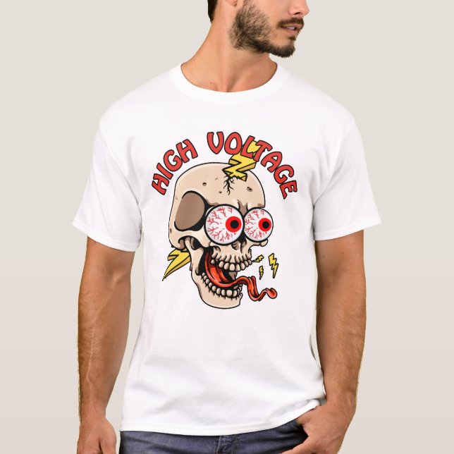 Hochspannungs-Schädel-Lineman Elektriker T-Shirt (Vorderseite)