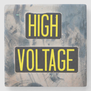 Hochspannungswarnzeichen - FUNNY Steinuntersetzer