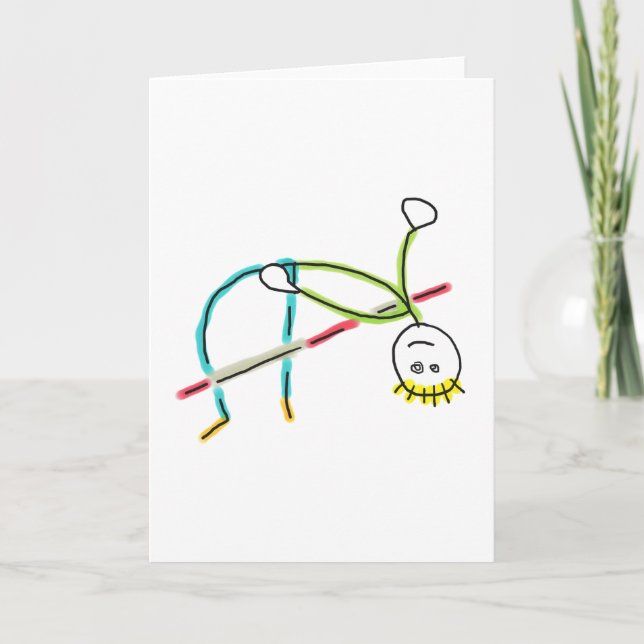 Hochsprung Stickman Karte (Vorderseite)